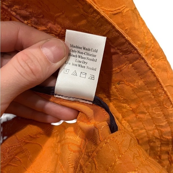 Womens Petite 4 Coldwater Creek Orange Embroidered Jacket Top Button Down - Picture 5 of 7